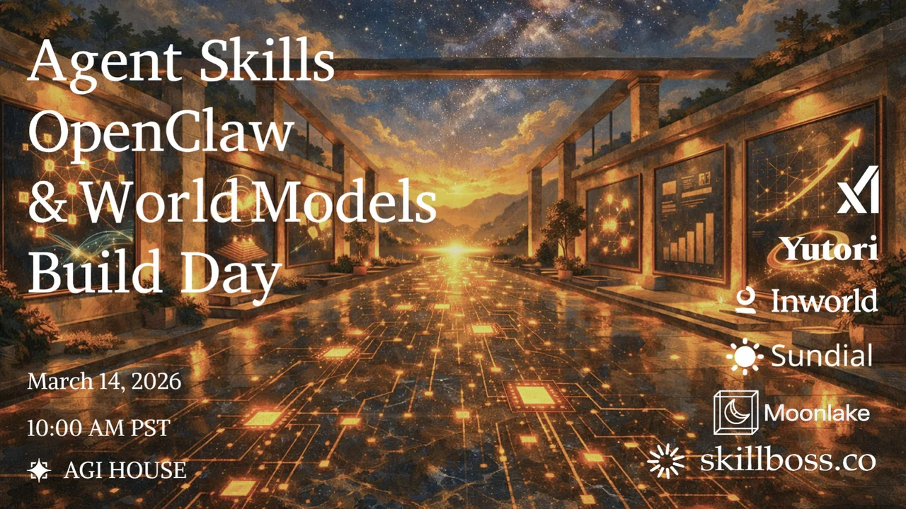 Agent Skills, OpenClaw & World Models Build Day at AGI House, March 14, 2026