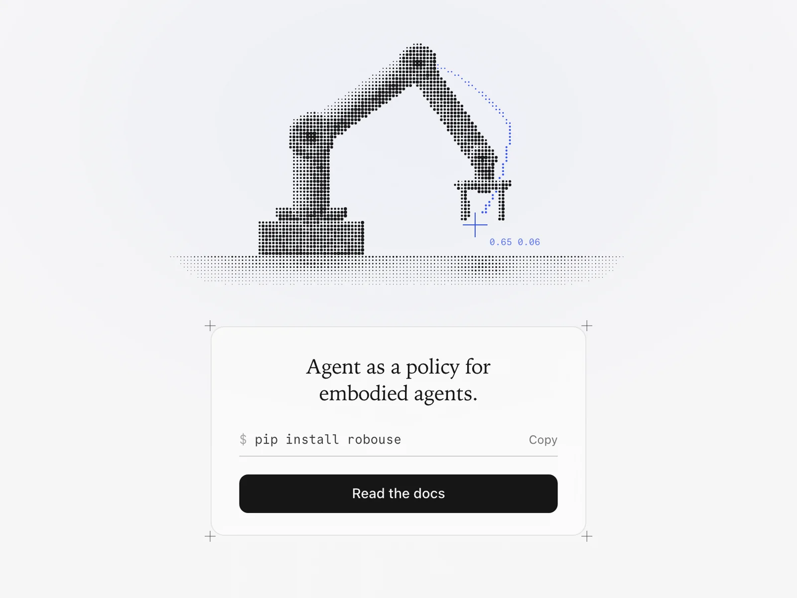 Robo Use: a dot-matrix robot arm above “Agent as a policy for embodied agents”
