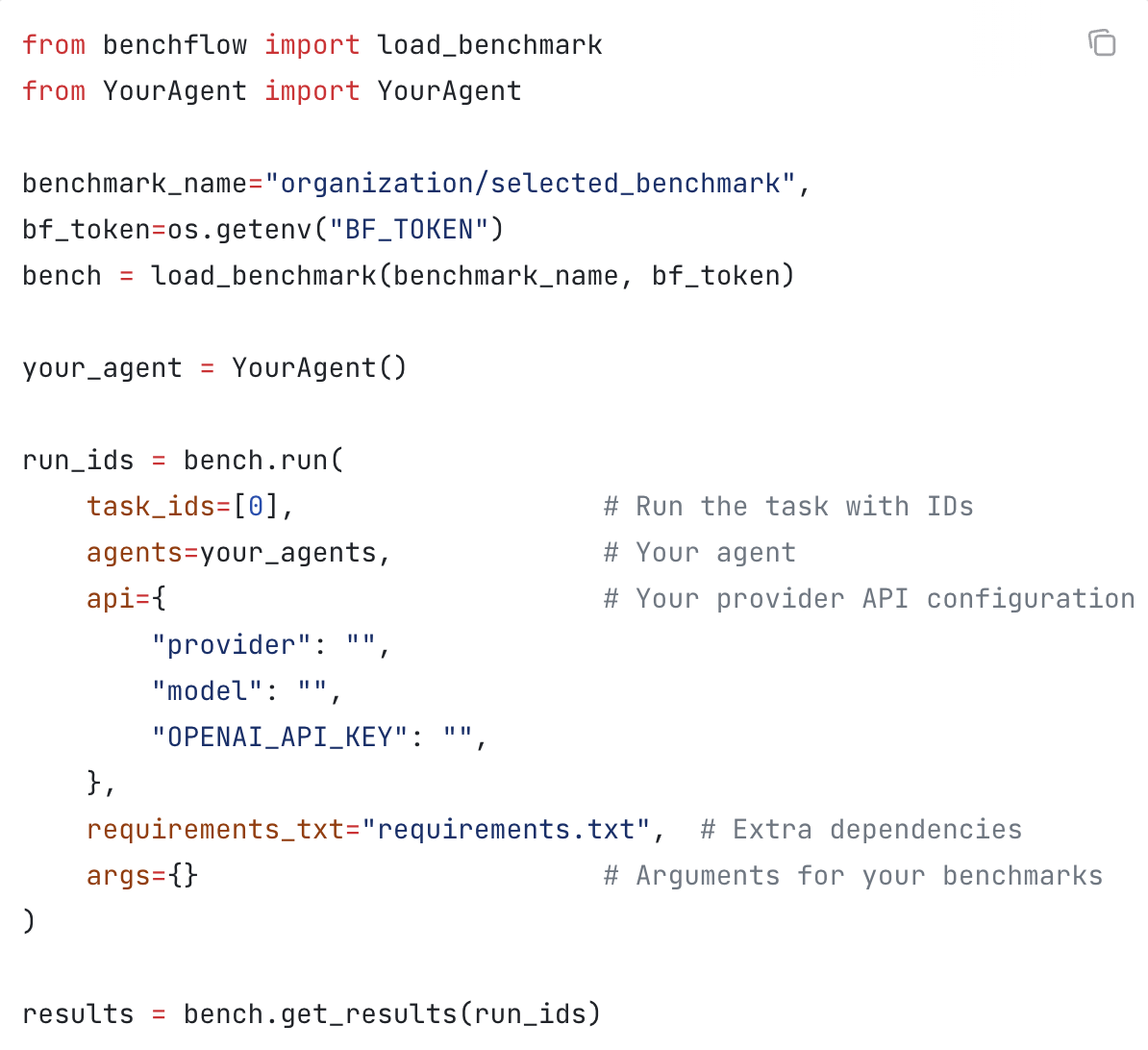 BenchFlow SDK code example